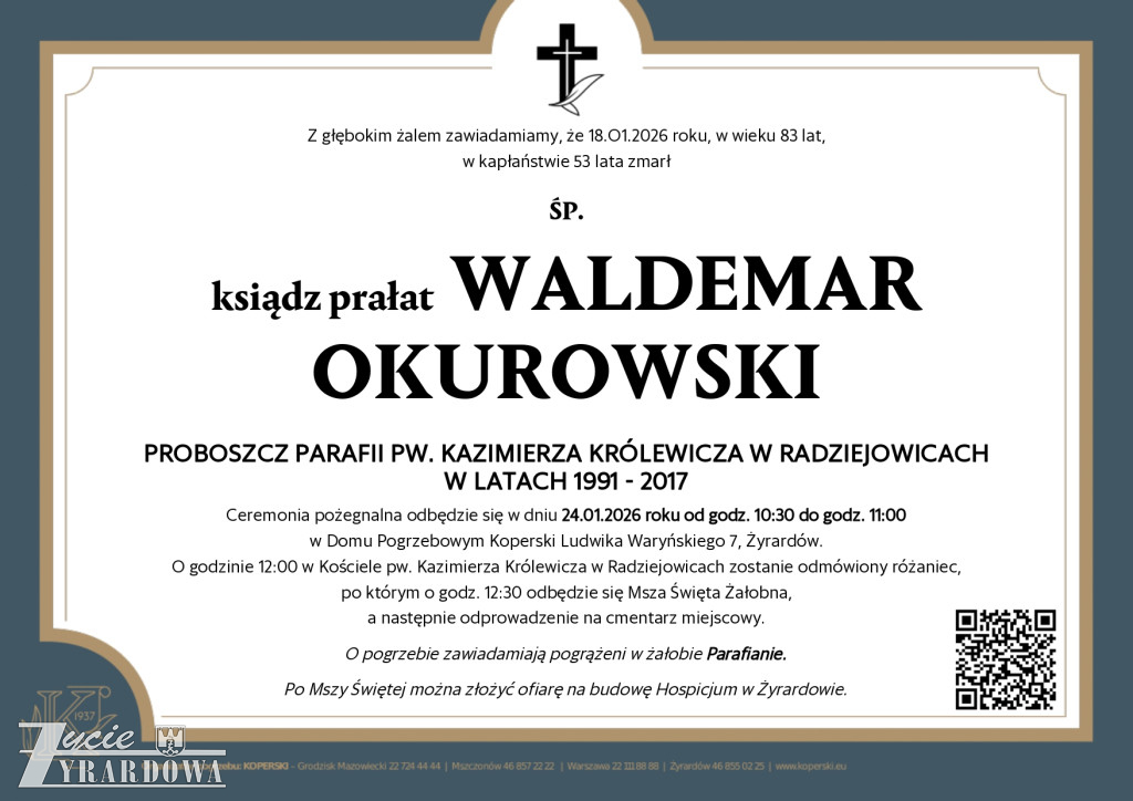 Zmarł Ks. Prałat Waldemar Okurowski