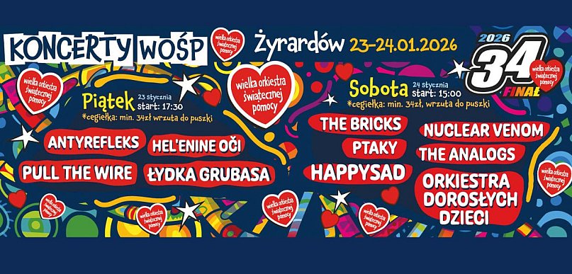 34. Finał WOŚP w Żyrardowie: koncerty, licytacje, wolontariusze